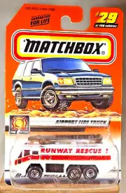 2000 Matchbox #29 Fire Fighters Series 6 AIRPORT FIRE TRUCK White w/Chrome 8Dot