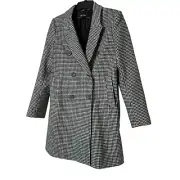 ZARA Woman Gingham Checkered Plaid Double Breasted cotton Blend Coat size XS