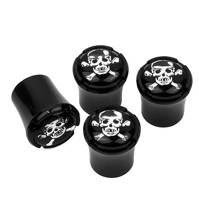 Skull and Crossbones Logo Black Valve Stem Caps - MADE IN USA