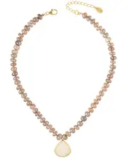 Rachel Reinhardt 14K Over Silver Peach Moonstone Necklace