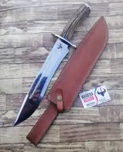 custom handmade bowie knife d2 steel hand Forged Mirror Shine with Sheath 18"