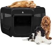 X-ZONE PET Portable Foldable Pet Dog Cat Playpen Crates Kennel/Premium 600D Oxford Cloth,Removable Zipper Top, Indoor and Outdoor Use (Medium, Black)