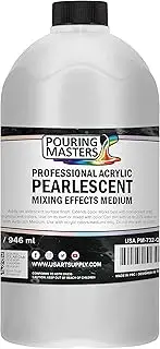 [Pouring Masters] Professional Acrylic Pearlescent Mixing Effects Medium, 32 oz. (Quart) - Create Pearl Iridescent Metallic Effects, Improve Flow Consistency, Artist Techniques, Mix Art Acrylic Paint