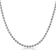 Solid 3mm Ball Bead Mooncut Chain High Polish Silver Finish 24 inches Necklace