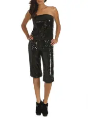 Arden B Sequin Harem Tube Jumpsuit * Black * Small