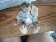 The Bearington Collection brown poseable bear in green sweater- Jeni # 3615 NEW