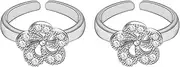 [Tongari] 925 Sterling Silver Flower Toe Rings | Toe Rings for Women and Girls, Adjustable, Crystal, No Gemstone