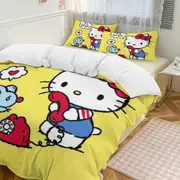 v406 Hello Kitty 3-Piece Twin Bed Set - Includes 1 Single Comforter And 2 Pillowcases Bedding - Fade Resistant Microfiber - Hello Kitty io406