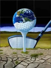 Environmental Tile Mural Kurt Burmann Climate Change Art Ceramic KB017