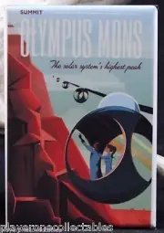 Olympus Mons Travel Poster - 2" X 3" Fridge / Locker Magnet. Mars
