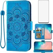 Asuwish Compatible with Samsung Galaxy S10e Wallet Case and Tempered Glass Screen Protector Leather Flip Credit Card Holder Cell Phone Cover for Glaxay S 10e Gaxaly 10se Galaxies Se10 Women Men Blue