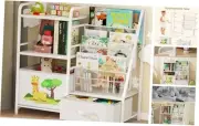 Kids Bookshelf and Toy Storage Organizer - 4 Tier Book Shelf with Movable Toy