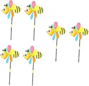 MERRYHAPY 6pcs Outdoor Bee Wind Spinners Cartoon Pinwheels for Fun Garden Lawn Decoration for Parties and Events Eye Catching Windmill