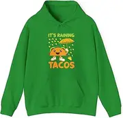 [Sumairah] Funny It's Raining Tacos Taco Lovers Girls Boys Foodie Hoodie(Irish Green, Medium)