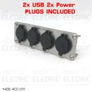 Stainless Flush Mount Plate with 2x 12V Power & 2x USB Socket Cigarette Plug 011