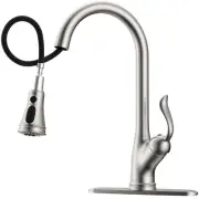 APPASO Brushed Nickel Faucet for Kitchen Sink, Single Handle Pull Down Kitche...