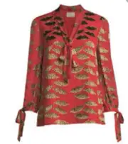 NWT -Alice + Oliviax Donald Robertson Sheila Cheetah-Print Blouson-Sleeve Top S