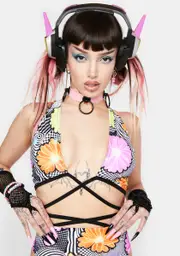 [Rolita Rave Couture] Circuit Daisy Goddess Wrap Top