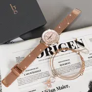Boxed Bullion Gold Elite watch and Bracelet Set Embellished with Crystals in Rose Gold