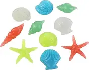 Leadigol 10Pcs Sea Shells Mix Luminous Stone Glow in The Dark Garden Pebbles Rocks Glowing Shells Conch and Starfish for Home Outdoor Walkways Garden Path Patio Lawn Garden Yard Fish Tank Decor