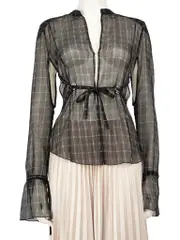 Black Check Sheer Blouse
