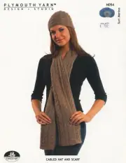 Cabled Hat & Scarf - Plymouth Yarn KNITTING PATTERN N054 - Worsted