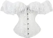 [FAWENLI] Fashion Women'S Corset Top Sexy Steampunk Halloween Lace Corset For Women Overbust Palace Off Shoulder Costume
