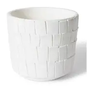 E Style Peyton 18cm Cement Plant Pot Home Decorative Planter Round White