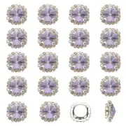 32Pcs Rhinestone Buttons, Flatback Sew on Rhinestones, Crystal Purple