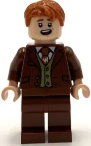 Lego New Fred Weasley Reddish Brown Suit Dark Orange Tie Grin Smiling Minifigure