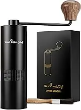 West Coast Chef Manual Coffee Grinder - Manual Burr Grinder, Portable Coffee Grinder Manual - Espresso Hand Grinder Coffee - Manual Coffee Bean Grinder - Travel Coffee Grinder Hand Coffee Grinder Burr