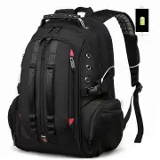 Men Large Capacity Backpack Schoolbag Laptop Travel Bag USB Port Headphones Hole Bag