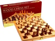 CHESS SET,WOOD,18" INLAID BRD. (HSN00156)