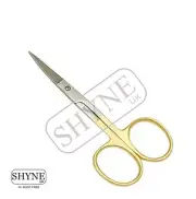 SUPER SHARP STRAIGHT EDGE CUTICLE / NAIL SCISSORS, GOLD/SILVER STRAIGHT