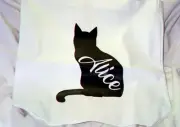 ALICE personalized Cat tote bag 13 x 13 Black/ white
