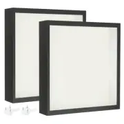 2Pcs 8x8 Shadow Box Wood Dried Flower Floating Photo Frame, Black