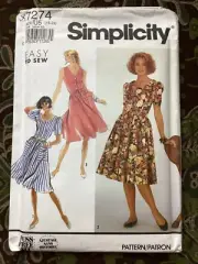 SIMPLICITY 90s Sewing Pattern 7274 Dress With Variations Size 16 - 24 UNCUT FF
