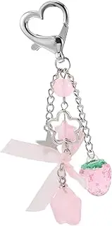 [BESPORTBLE] Cute Strawberry Keychain Charm with Bow Aesthetic Accessory for Women for Bags Purses and Backpacks Lightweight and Design