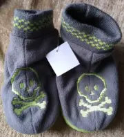 Circo Skull & Crossbones Skeleton Gripper Slippers 2-3T New NWT Ships Next Day