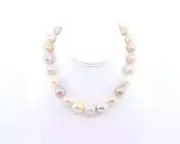 Pink Golden Champaign Designer Baroque Pearl Necklace, Classy Statement Jewelry
