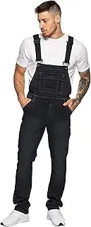 Ze ENZO Mens Denim Blue Black Dungarees Work Fashion Dungaree Casual Overalls Jeans 30-50 Waist Sizes