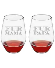 Susquehanna Glass Set of 2 19oz Mama & Papa Stemless Wine Glasses