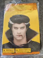 Adult Vampire Wig Black & White One Size Sealed Elastic Lining Halloween Costume