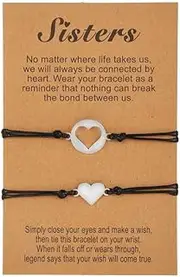[ViLLex] Personalised Bracelets, Womens Girls Boys Long Distance Heart Bracelets Gift, for Mum Daughter Son Best Friend Back To School First Day of School Gift