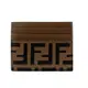 FENDI 品牌FF logo壓紋皮革卡片夾(8M0445-咖)