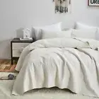 Tache Cotton Ivory White Floral Damask Matelassé Quilted Coverlet Bedspread Set