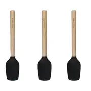 3x KitchenAid Silicone Mini Spoon Spatula 28cm w/ Maple Handle Utensil Black