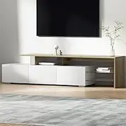 Artiss TV Unit Cabinet Entertainment Units, Wood Stand Table Cabinets Storage Shelf Organiser Cupboard Home Living Room Bedroom Furniture, with 3 Spacious Drawer High Gloss White