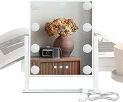 Mirrors for Vanity with Lights | Makeup Vanity Mirrors with 9/12 LED Bulbs - USB Charging Dimmable Dressing Tabletop Mirrors with 3 Color Light for Home Bedroom