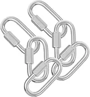 6pcs Stainless Steel Carabiner Cord Trailers Hang Locking Stopper Grappling Portable Removable Safety Chains Belt Tarp Winch Awning Poles Straps Bracket Hooks Treble Boom Silver